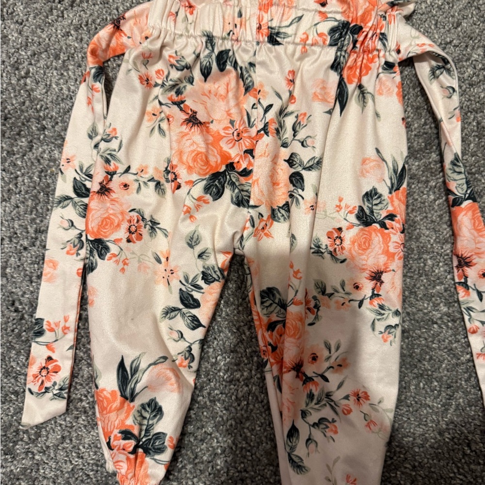 SHEIN Pink and Black Casual Bottoms with Floral Design